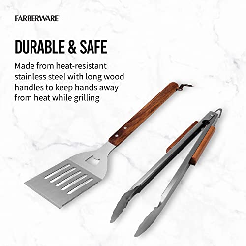 Set de 2 herramientas para BBQ con mango de madera miniatura 5