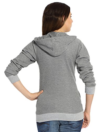 Image of Campus Sutra Women cotton Premium Zipper Hoodie-Grey