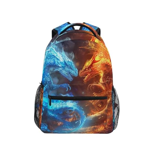 Blue Ice Flame Dragon Fighting Fire Flame Dragon Backpack for Boys Girls Elementary School Bookbag Back Pack 202b6291