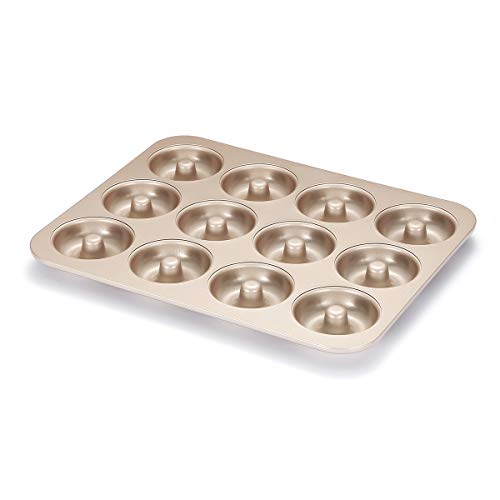 Donut Pan Doughnut Pan Baking Pans 12 Cavity Non Stick Cake Mold Gold Carbon Steel 2.75" Donut Pan