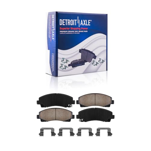 Image of Detroit Axle - Brake Kit for 09-14 TL Drilled & Slotted Brake Rotors Ceramic Brakes Pads 2009 2010 2011 2012 2013 2014 Brake Kit Cleaner & Fluid Replacement