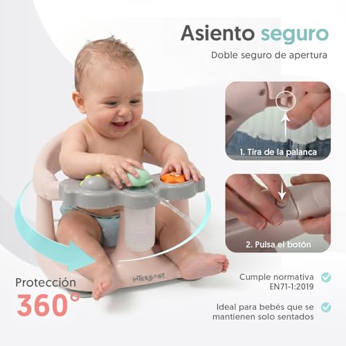 Miniatura 6 de Interbaby Asiento Bañera Bebé Antideslizante Con Ventosas Asiento Baño Bebé Seguro Y Ergonómico Silla Bañera Y Ducha Bebé 6-24 Meses Sillón De Baño Infantil Cómodo Y Estable Rosa