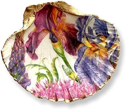 Iris Trinket Dish with Bee Charm Pendant - Nafiart Studio Natural Organic Shell Jewelry Tray Organizer, Ring Holder - Home Decor - Gifts for Women Girl Gifts Present Birthday Anniversary Christmas