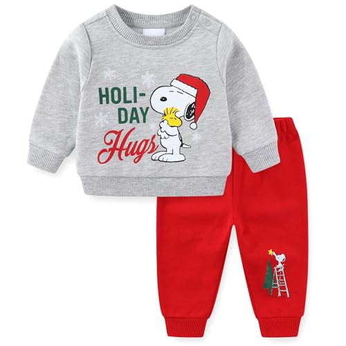Image of Peanuts Snoopy Christmas Sweatshirt and Pants Set for Newborn and Infant