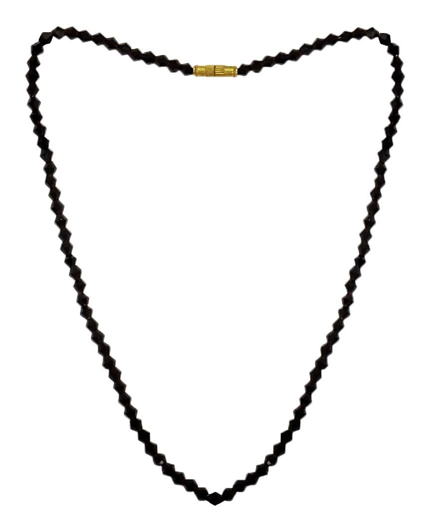 Petite Frame Jet Black 4mm Beads Crystal Necklace 18 Inches Long for Women and Girls Small Build Item (1 Necklace)