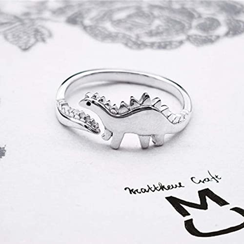 Cute Dinosaur promise Ring Opening Adjustable Matching Ring For Women Best besties Gift (Stegosaurus + long-necked dragon)2
