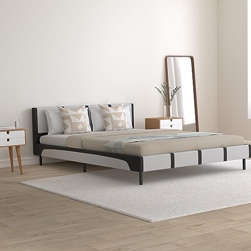 KOIECETA Bettgestell 140x200cm Sonoma-Eiche - Mit Lattenrost, Kopfteil & Stauraum-Schubladen