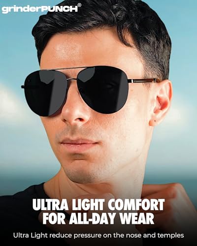 grinderPUNCH XL Extra Large All Black Aviator Sunglasses 62mm Dark Lenses3