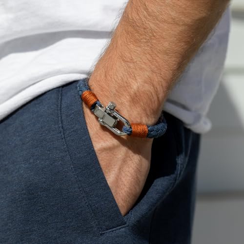 Elegatto Pelagus Premium Rope Bracelet for Men | Designed in California | Thick Cotton Rope with Stainless Steel Shackle Closure | Men’s Designer Bracelets4