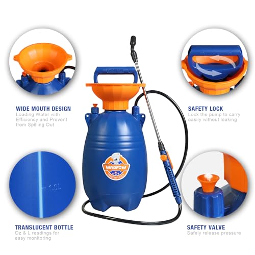 Image of WADFOW 1.32 Gallon Pump Pressure Sprayer, Lawn & Garden Water Spray Bottle for Pests Controlling, Garden Watering and Household Cleaning