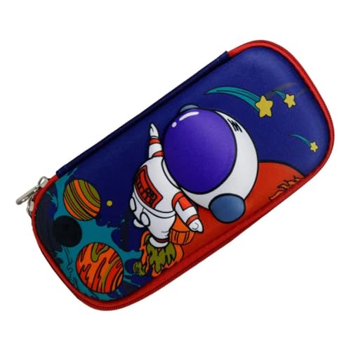 Estojo Escolar 3D Infantil com Design de Astronauta Tecido Rígido Compartimento Interno em Tela