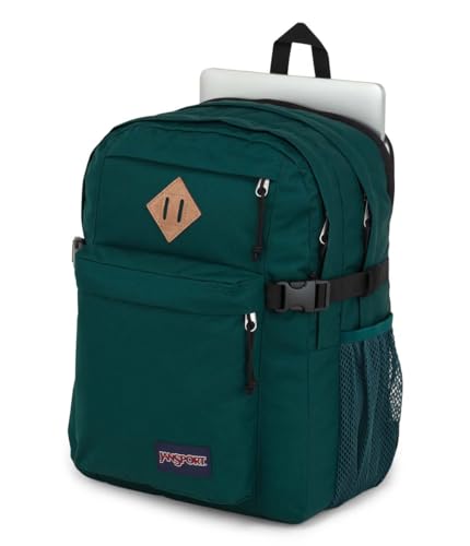 Image of JanSport Main Campus Backpack - Travel or Work Backpack with 15-Inch Laptop Sleeve and Dual Water Bottle Pockets, Deep Juniper
