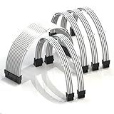 LINKUP - AVA 30cm PSUケーブル延長スリーブ付きカスタムMod PC電力供給 コーム付き編み組み RTX3090と互換性あり 6本入り | 1x 24 P | 2x 8 P（4 + 4）CPU | 3x 8 P（6 + 2）GPU | 300mm ホワイト