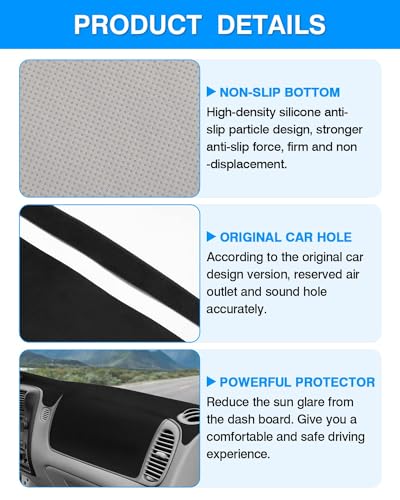 Image of Autorder Dashboard Cover Mat for Ford Ranger 1995-2011 /Ford Explorer 1995-2001 /Mazda B2300 B2500 B3000 B4000 1995-2008 Accessories Dash Cover Flannel Dash Mat Sunshade Glare UV Rays Protector