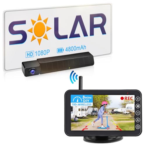 URVOLAX Solar Rückfahrkamera Kabellos mit 5 Zoll Monitor, 1080P DIY Installation Auto...