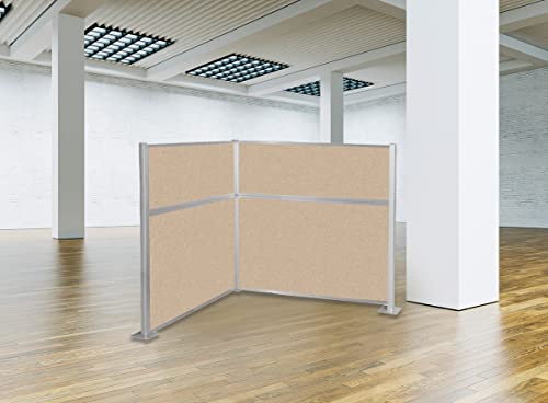 Versare Hush Panel Cubicle Kit 6' X 6' “L” Shape | Workstation Wall Partition | Privacy Desk Office Divider | Private Space | Sound Dampening Fabric Panels Beige #TOP1