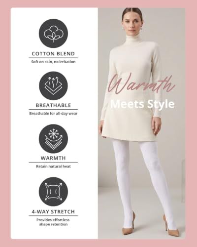 Image of MeMoi Boston Ribbed Cotton Sweater Tights, Warm Opaque Winter Tights