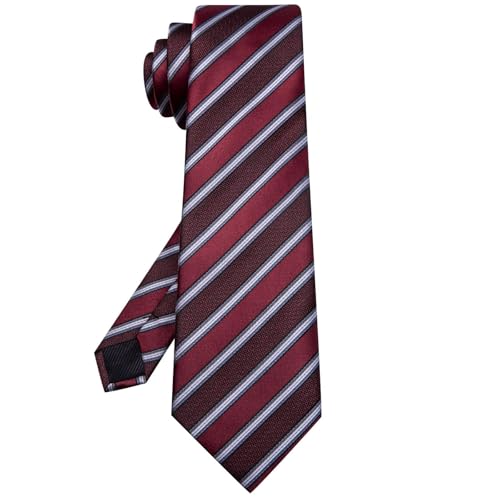 Image of Hi-Tie 63 inches Striped Paisley Extra Long Ties for Men Silk Necktie with Lapel Pin Tie Clip Big and Tall Men Formal Wedding