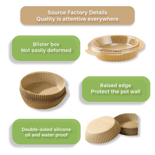 Finece Air Fryer Liners Round, 100Pcs For 2 To 5 Qt Air Fryer Disposable Paper Liner, 6.3 Inch Unbleached Non-Stick Oil-Proof Parchment Paper #TOP6