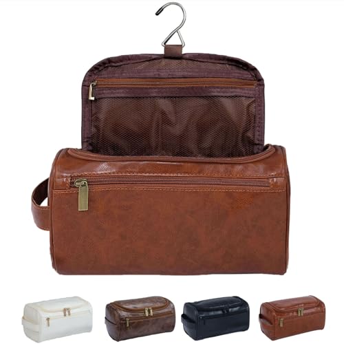 PU Pelle Beauty Case da Viaggio Uomo,Impermeabile Organizer per Trucchi, Portatile Borsa da Toilette da Viaggio per Donna Uomo,Accessori da Viaggio (marrone)
