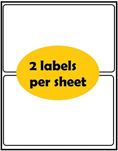 White Self Adhesive Labels 8.5 x 5.5 100 Sheets (2 UP, 200 LABELS)