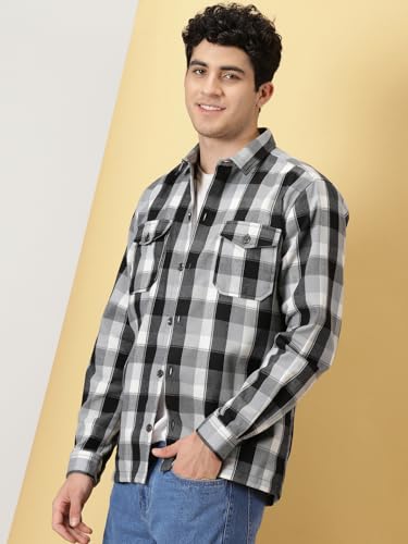 Image of Thomas Scott Men's | Checks | Full Sleeve | Regular Fit | 100% Cotton | Double Pocket | Spread Collar | Casual Shirt
