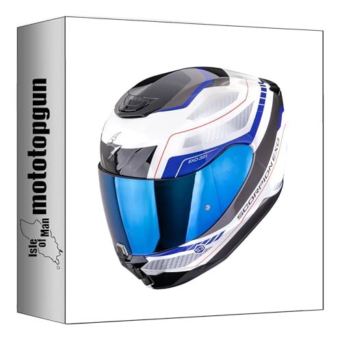 Casque intégral Scorpion Exo-391 Leo XS blanc bleu contre la buée