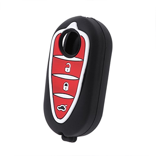 Happyit Silicone Car Key Case Cover for Alfa Myth 159 GTO Giulietta Romeo 4C GTA-m38 3 Buttons Fob Key (Black) - Image 3