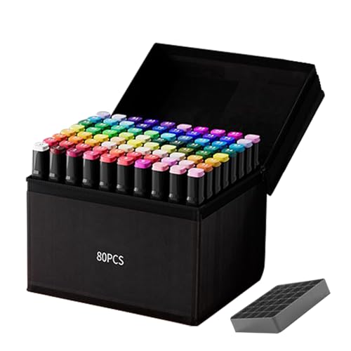Bomefoi Marcadores artísticos, juego de marcadores de dibujo, resistentes al agua, a base de aceite, doble punta, para niños, pintura fina, adultos, manualidades, graffiti, viajes, niños, escuela