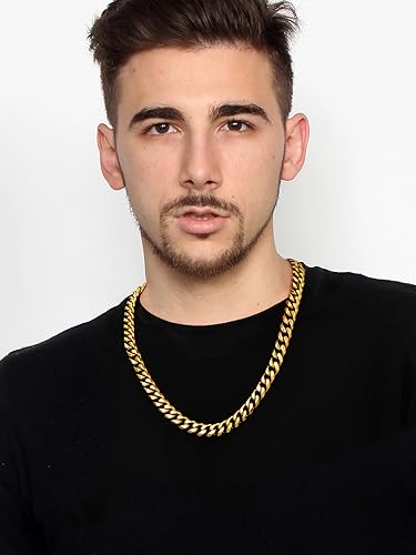 U7 Men Chunky Miami Cuban Chain Necklace Yellow Gold Plated 12Mm Strong Link Hip Hop Curb Chain Necklace thumb #8