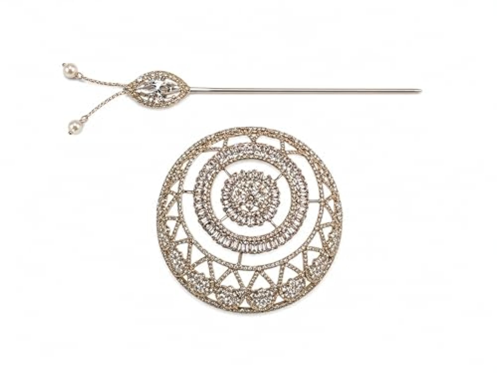 Bridal Juda Hair Bun Accessory, Silver Plated