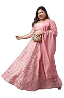 XL LOVE - By Janasya Women's Pink Poly Silk Gold Print Lehenga Choli With Dupatta(PJ0423-LCD-5XL)