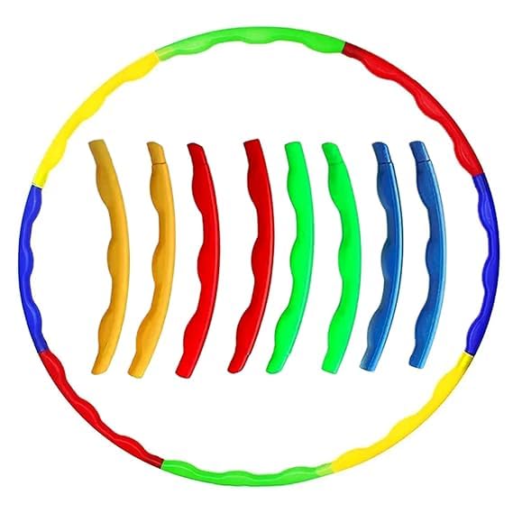 generic Hyper@Hula Hoop Consists of 8 Inter-Lockable Pieces Hula Hoop Ring Zig Zag for Adult Kids Exercise Gym Fitness Multi Colour-picture-31
