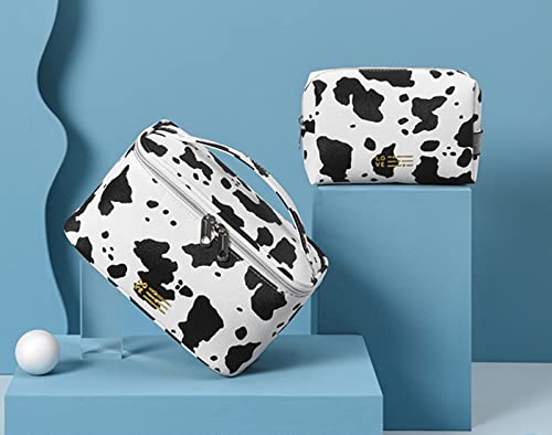 Ranvi Makeup Bag Waterproof Cosmetic Bag Cow Animal Makeup Bag Gifts for Girl Women Bag zipper Portable Makeup Case Cute Toiletry Bags Travel Cosmetic Bag - Image 3