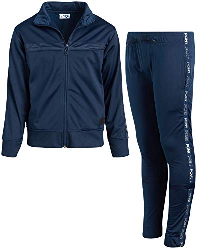 Pony Boy\'s Activewear Tracksuit Set - Zip-Up Performance Sweatshirt Jacket and Track Sweatpants, Size 18/20, Navy