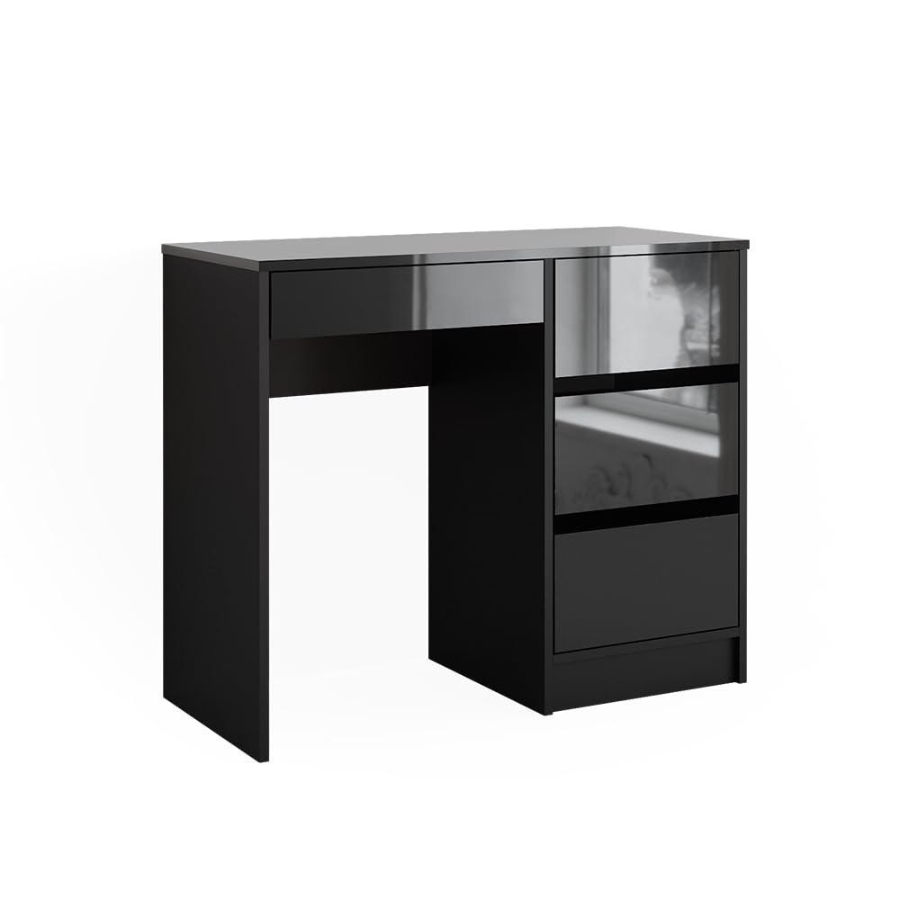 Vicco Bureau Sherry, Anthracite Haute Brillance, 90x40cm avec tiroirs, adapté à Une Utilisation Peu encombrante dans Les Petits espaces de Travail