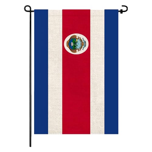 Costa Rica Garden Flag 12x18, Small Costa Rican Flags for Outside Double-Sided Burlap Yard Flag, Fade-Resistant, Weatherproof Outdoor Decor for Porch Patio Lawn, Patriotic Holiday Display