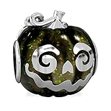 Authentic BELLA FASCINI Halloween Jack O Lantern Pumpkin Bead Charm - Sterling Silver - Fits Bracelets