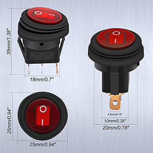 Kippschalter Taiss 5 Stück 12V wasserdicht runder Wippschalter 20A