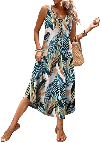 WIHOLL Summer Dresses for Women 2026 Button Front Sleeveless Casu...