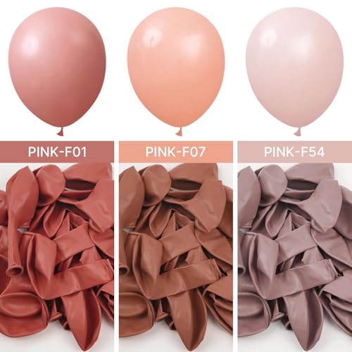 Image of PartyWoo Dusty Pink Balloons 101pcs 12 Inch Boho Blush Lilac Pink Latex Helium Balloons for Princess Birthday Baby Shower Graduation Gender Reveal Anniversary Bachelorette Party Decorations Pink-F54