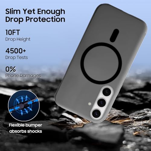 Image of SHINESTAR Back Cover for Samsung Galaxy A35 5G | Frosted Semi-Transparent Slim Case - Black | Only Compatible with Wireless Magnetic Accessories | Hard Back, Matte Finish