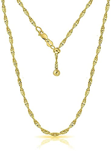 Savlano 925 Sterling Silver Italian Solid 1.5MM Singapore Twist Adjustable Bolo 14-24 Inch Chain...