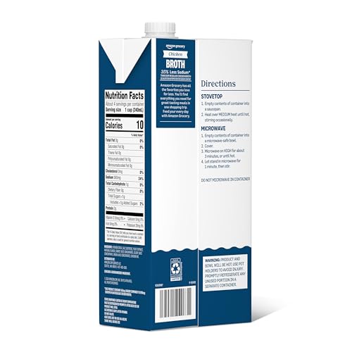 Image of Amazon Grocery, Chicken Broth, 35% Less Sodium, 32 Oz