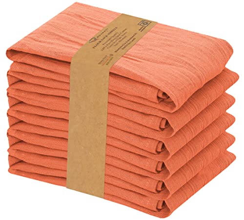 Comparison: Best Material For Kitchen Towels 9 RUVANTI Flour Sack Towels 6 Pack 28x28 Inch, 100% Cotton Tea Towel, Reusable, Machine Washable, Absorbent BarTowels - Dish Cloth Perfect for Drying Dishes & Cleaning - Orange