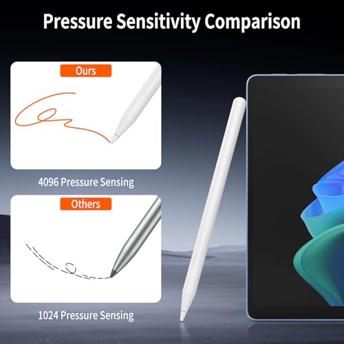 Image of Stylus Pen for Surface Pro, 4096-Level Pressure & USB-C Fast Charge | Works with Surface Pro 11 /10 /9 /8 /X, Surface Laptop /Book /Go /Studio, Kobo, Palm rejection for natural note-taking & sketching.
