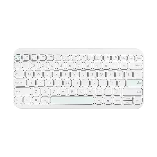 ASUS Marshmallow KW100 Wireless Keyboard – Iridescent White | Silent Scissor Keys, Compact Design, 2-Year Battery Life, Compatible with Windows/Mac/Chrome/iOS/with Dedicated Copilot Key