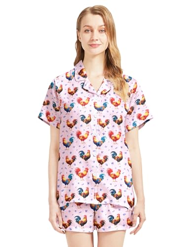 Image of Women's Pajama Sets Funny Pajamas for Women Set Comfortable 2 Piece Button Down Tops & Shorts Sleepwear Short Sleeve