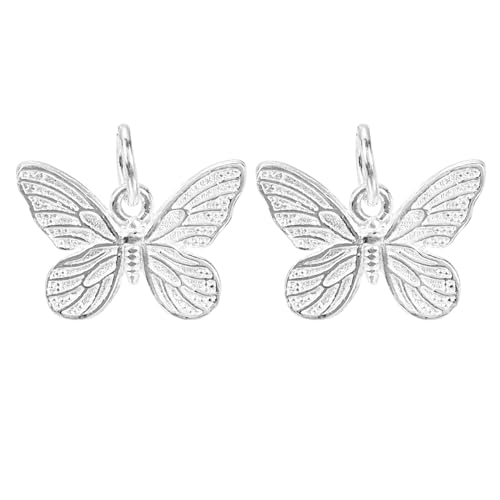 Pendentif papillon en métal argenté PATIKIL pour création de bijoux et bracelets (2 pièces)