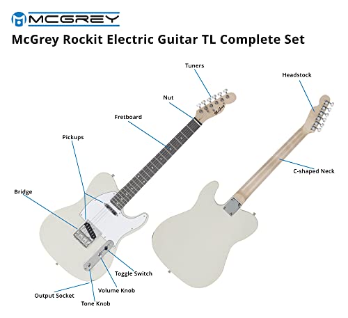 McGrey Rockit guitare électrique style TL set complet Antique White - Les Beatles, Paul McCartney, John Lennon, RIngo Starr, George Harrison McGrey Rockit guitare électrique style TL set complet Antique White – Image 5